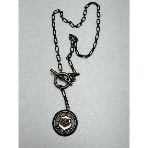 Tommassini Jewelry - Tommassini Vintage Necklace Bronze Medallion Crest Toggle Chain